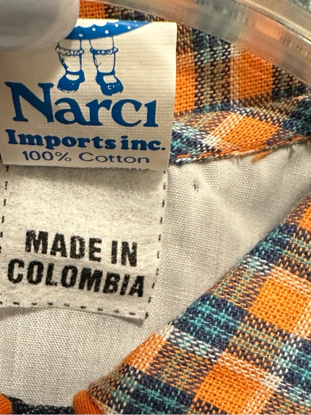Vintage Narci Stell Sleeveless Patchwork Plaid Denim Dress Girls 4 orange blue - Picture 8 of 10